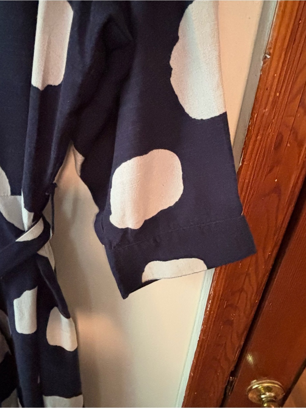 Ashley Stewart Navy Blue and White Polka Dot Midi Shirt Dress - Picture 4 of 5
